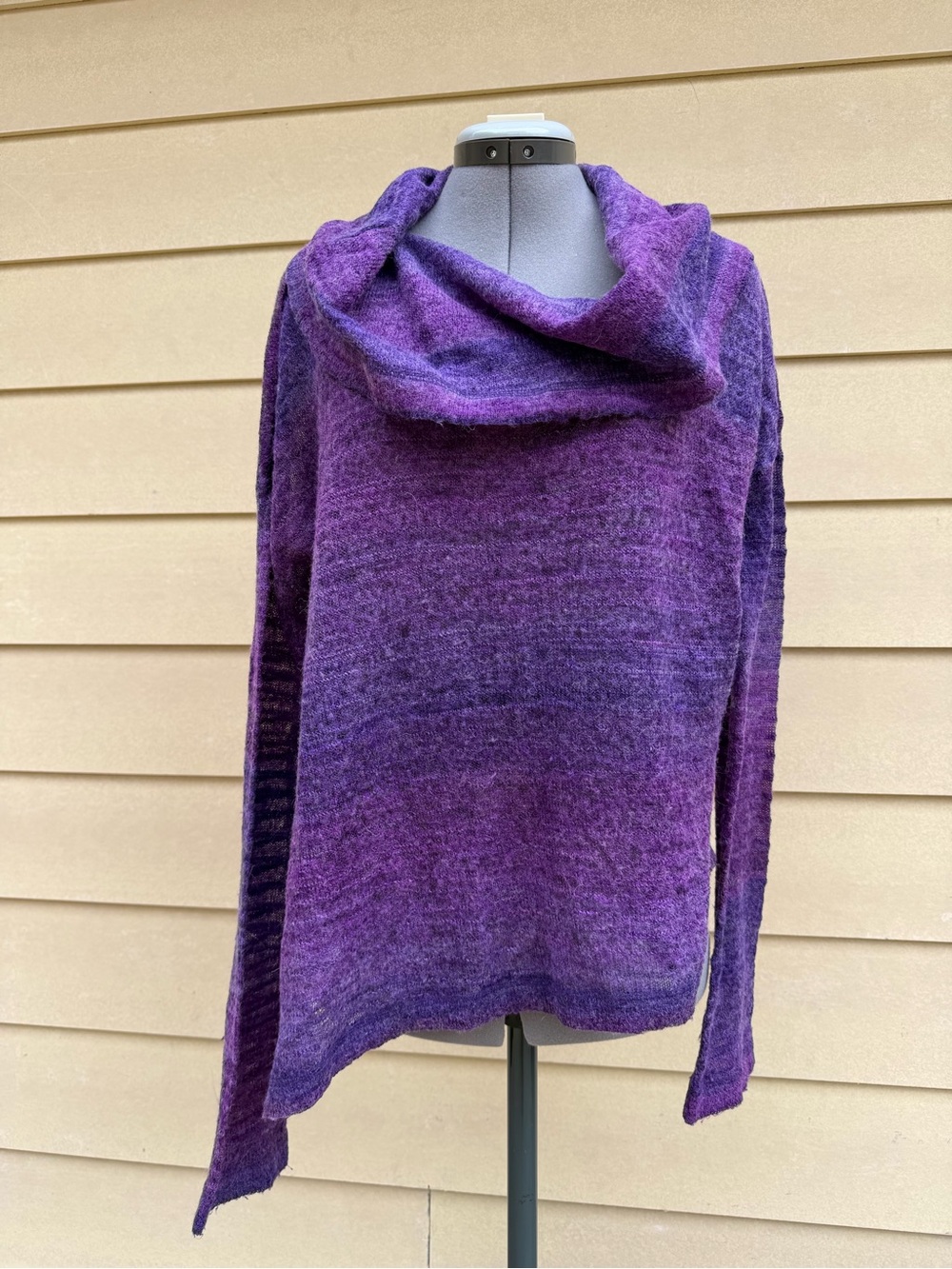 Prana Purple Cowl Neck Fuzzy Knit Sweater